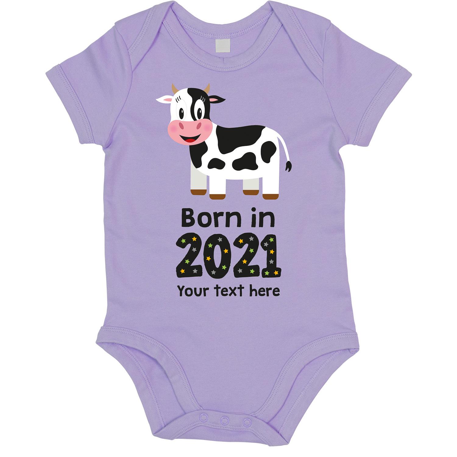 Born in 2021 Personalised Cow Bodysuit