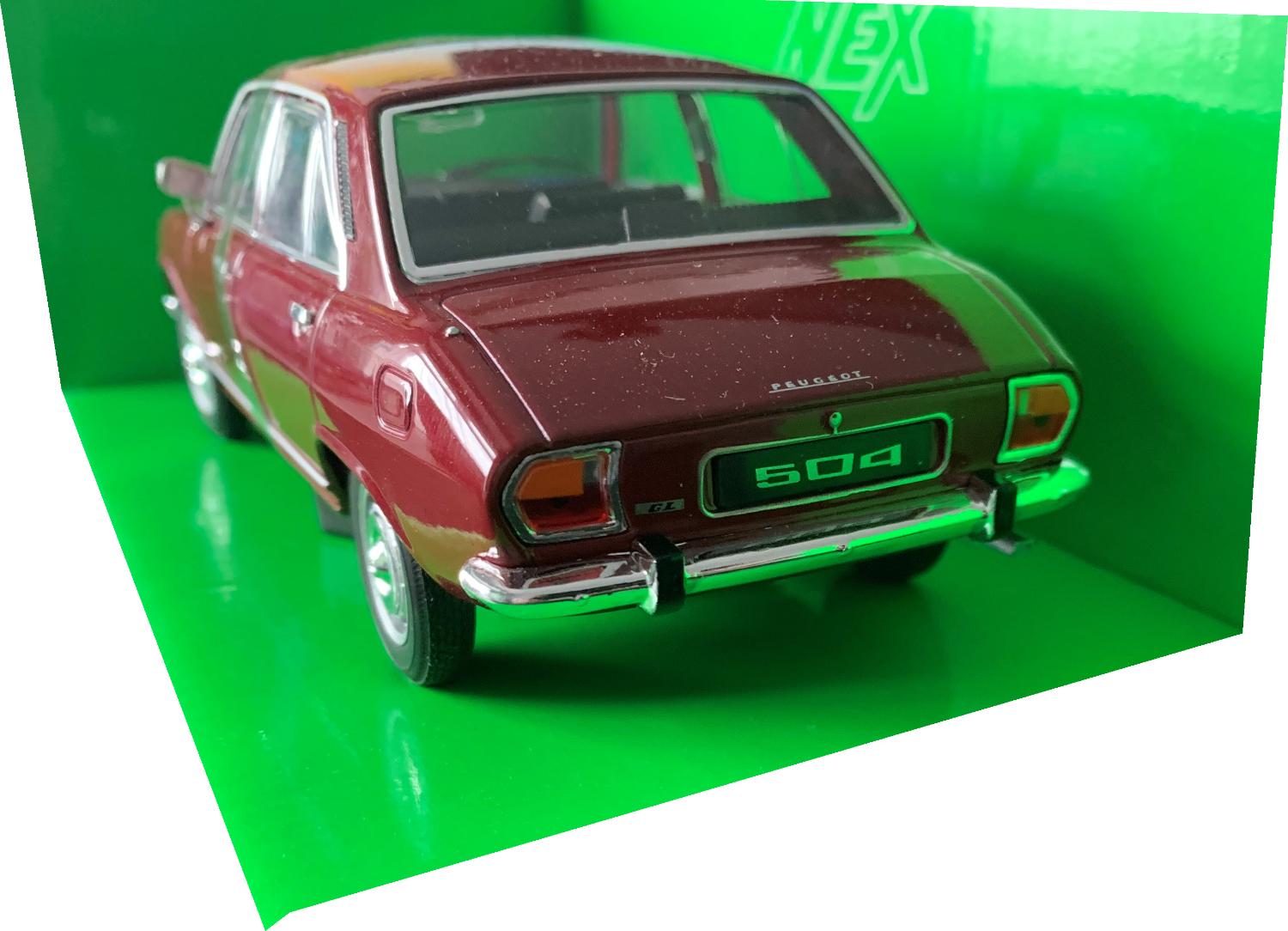 Peugeot 504 1975 in maroon 1:24 scale model from Welly