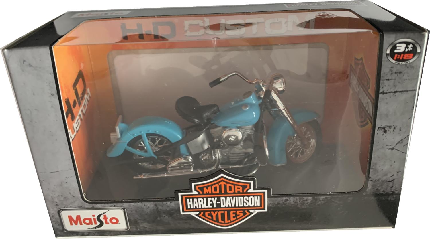 Harley Davidson 1953 74FL Hydra Glide in light blue 1:18 scale model from Maisto