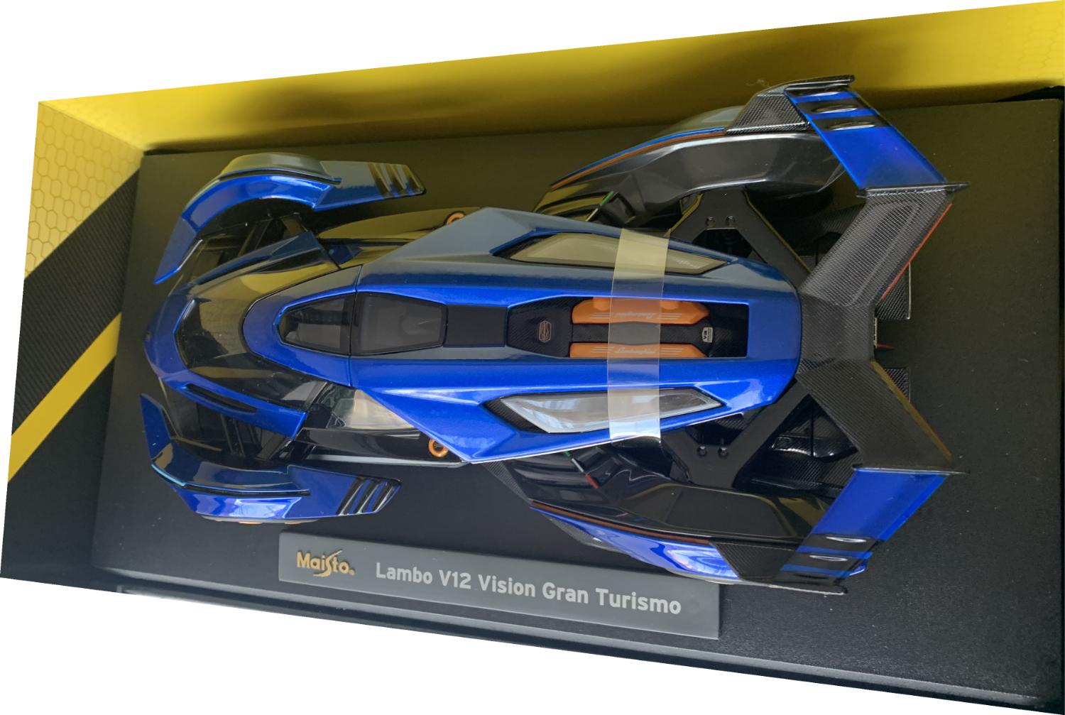 Lamborghini V12 Vision Gran Turismo 2021 in blue / black 1:18 scale model from Maisto