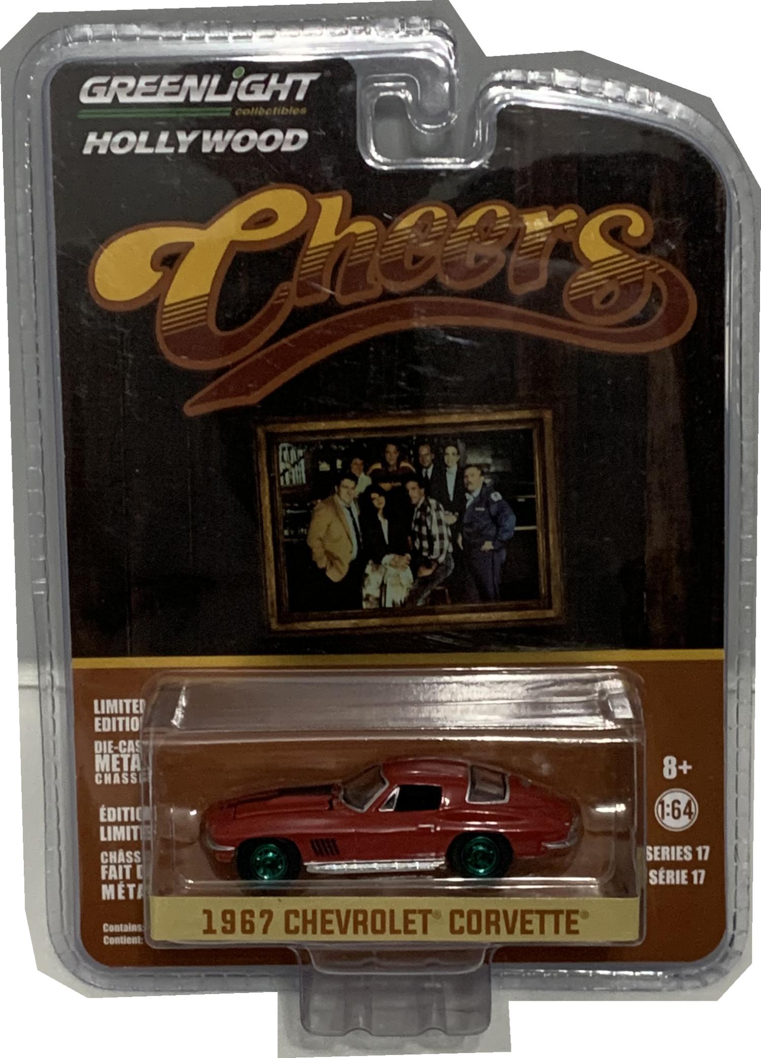 Cheers 1967 Sam’s Chevrolet Corvette in red 1:64 scale from Greenlight, Green Wheel Version, limited edition model