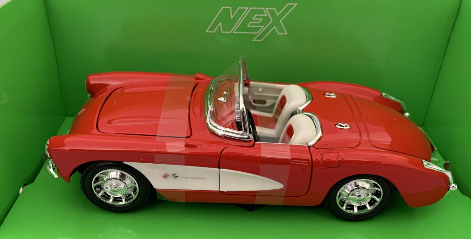 Chevrolet Corvette Convetible 1957 in red 1:24 scale model from Welly, WEL29393R
