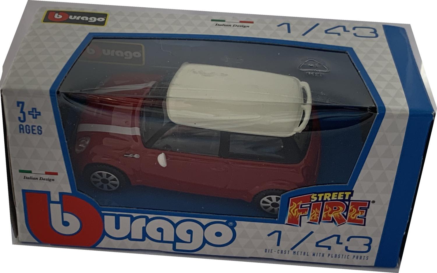Mini Coopers S in red and white 1:43 scale model from Bburago, streetfire