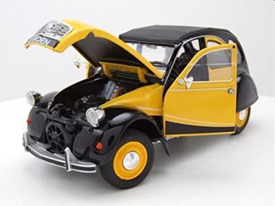 Citroen 2CV 6 Charleston in yellow/black, 1982 1:24 scale model from welly