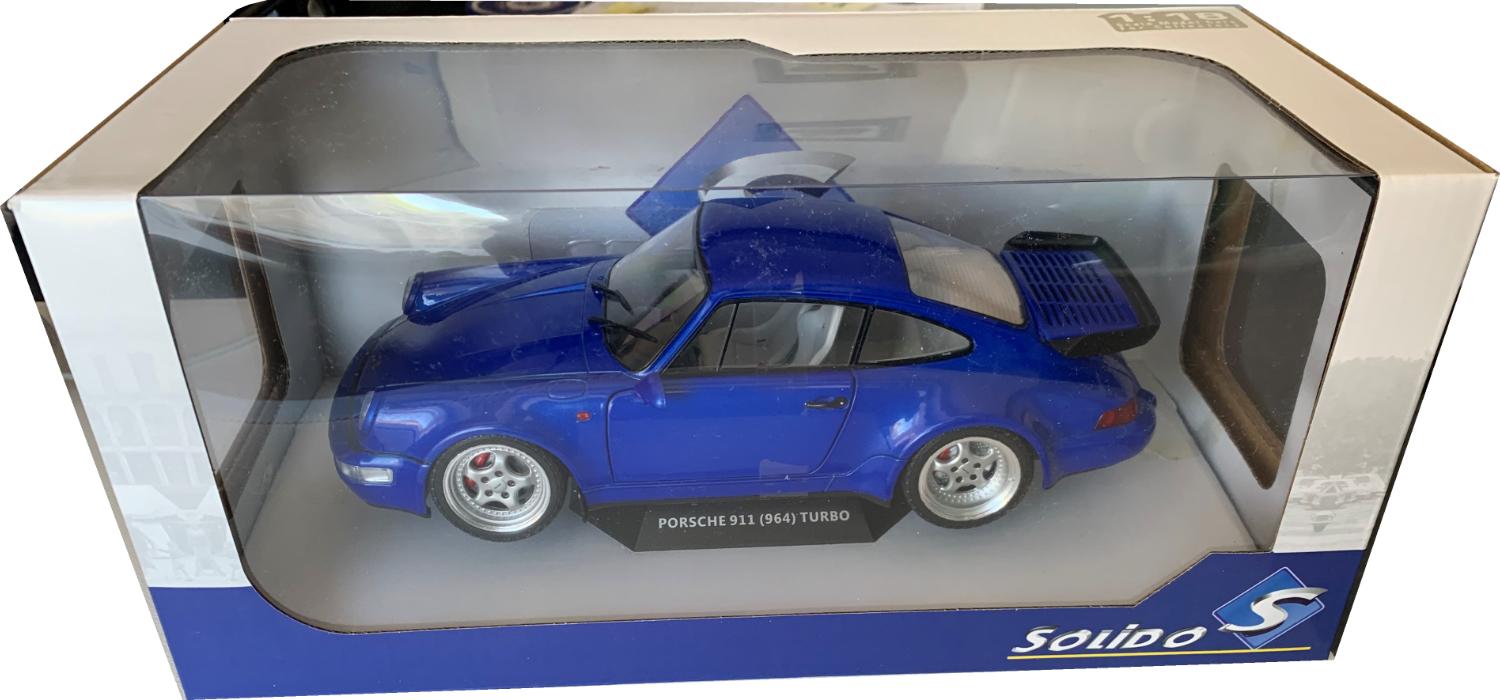 Porsche 911 (964) Turbo 1990 in electric blue 1:18 scale model from Solido