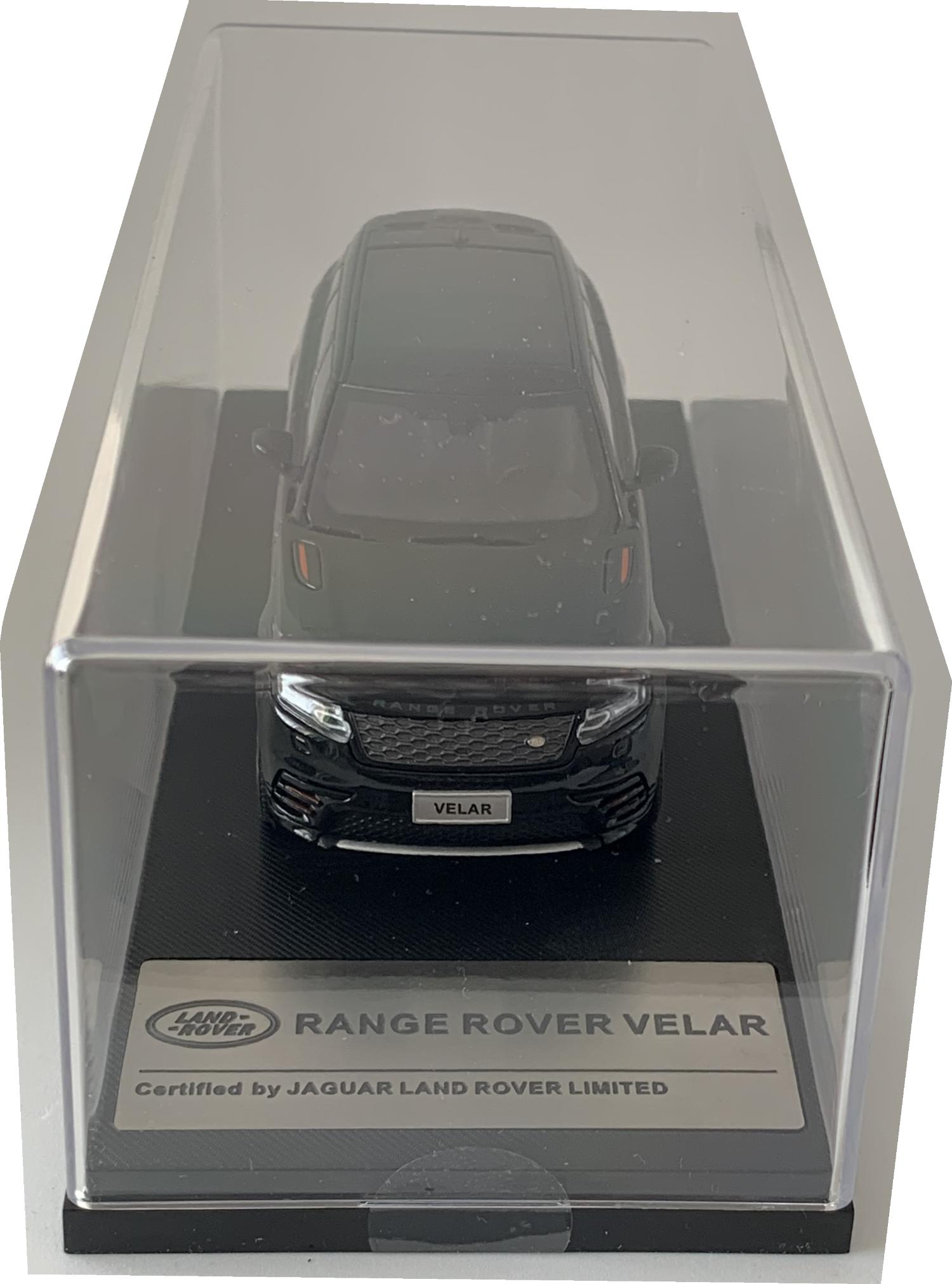 A very high quality accurate representation of the Land Rover Range Rover Evoque First Edition decorated in black with black panoramic roof, rear top spoiler with dark grey and silver wheels.