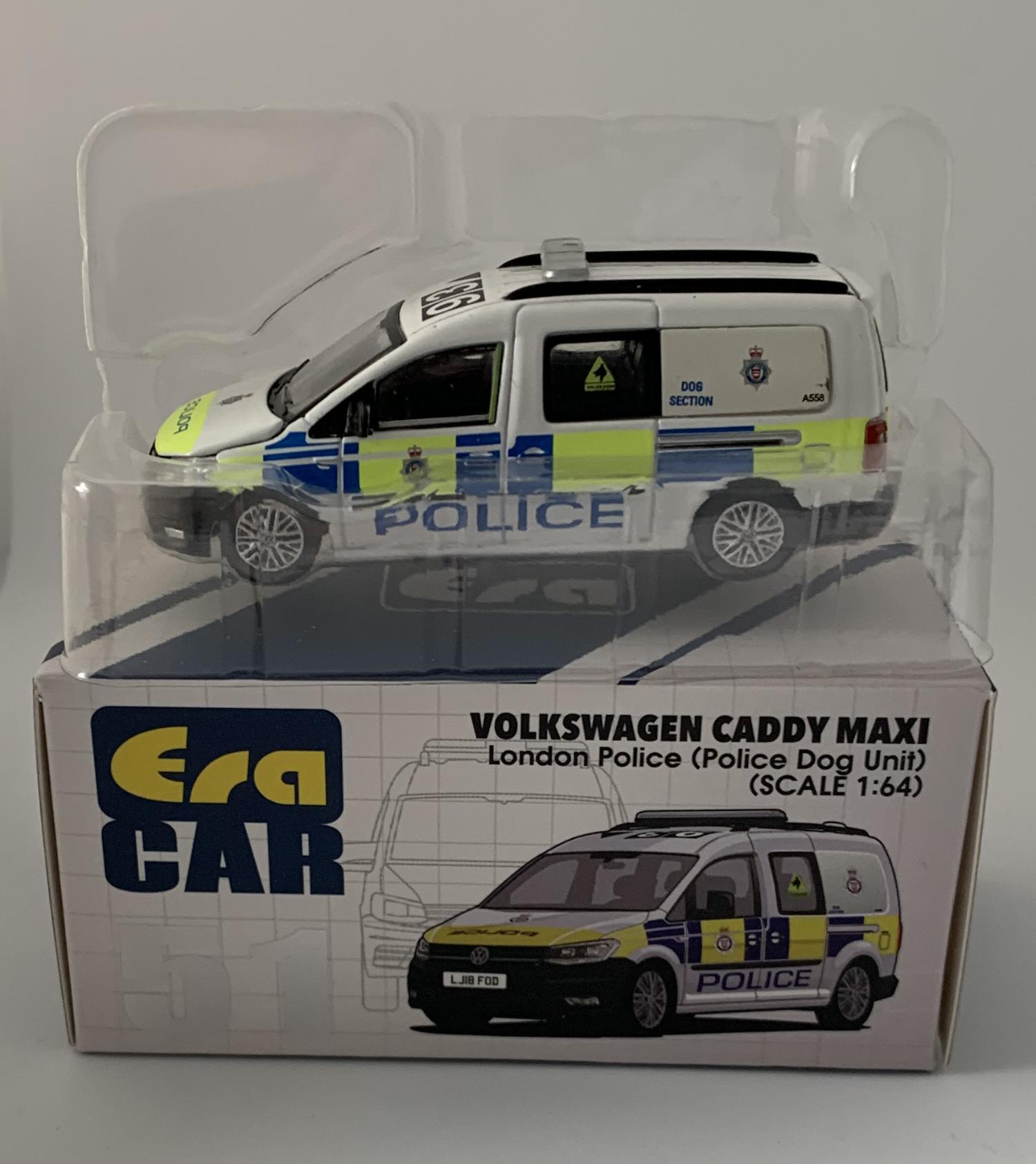 An excellent scale model of a VW Caddy Police Dog Unit decorated in authentic London Police livery, authentic graphics
