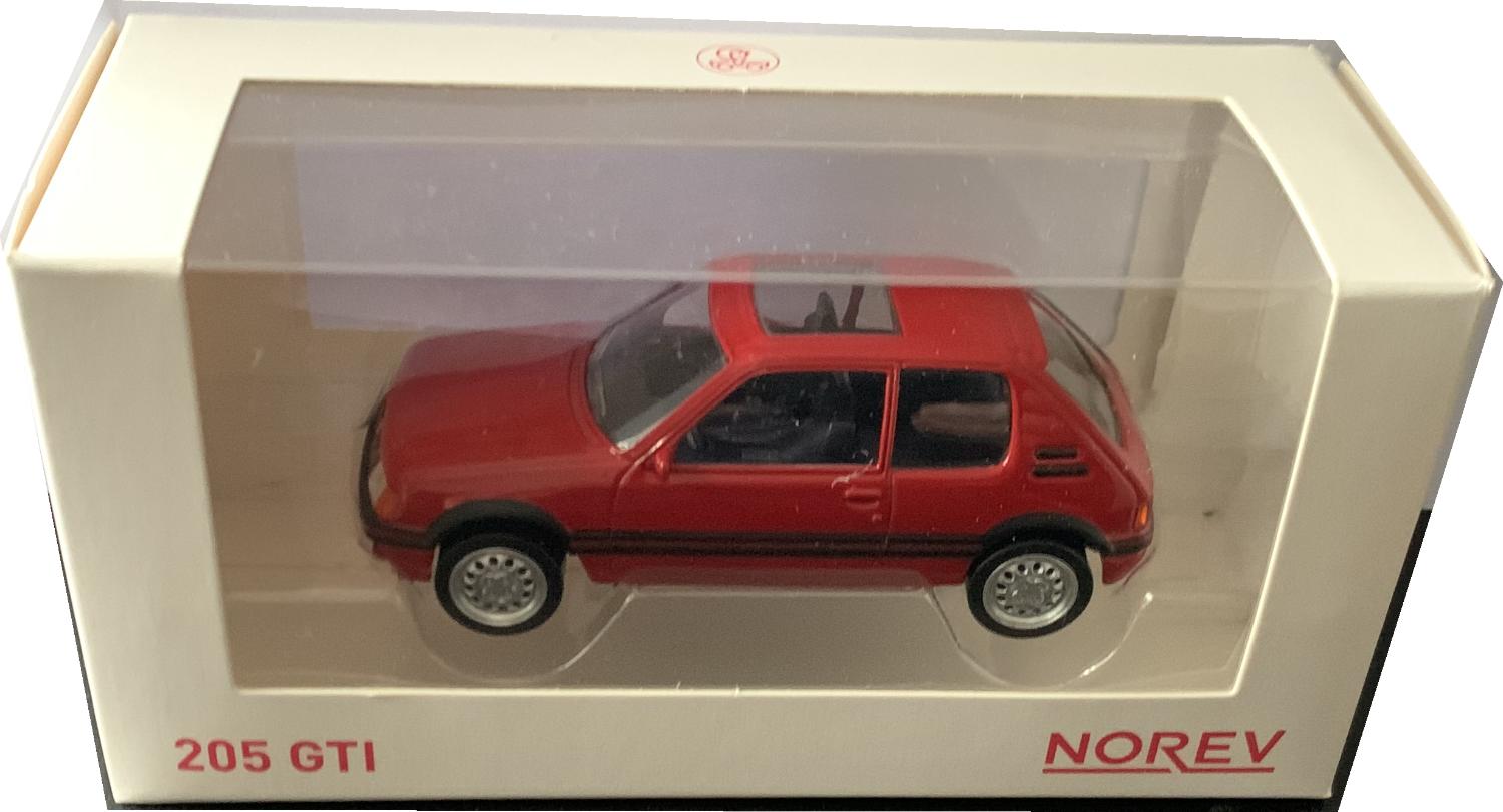 Peugeot 205 GTI 1986 in vallelunga red 1:43 scale model from Norev