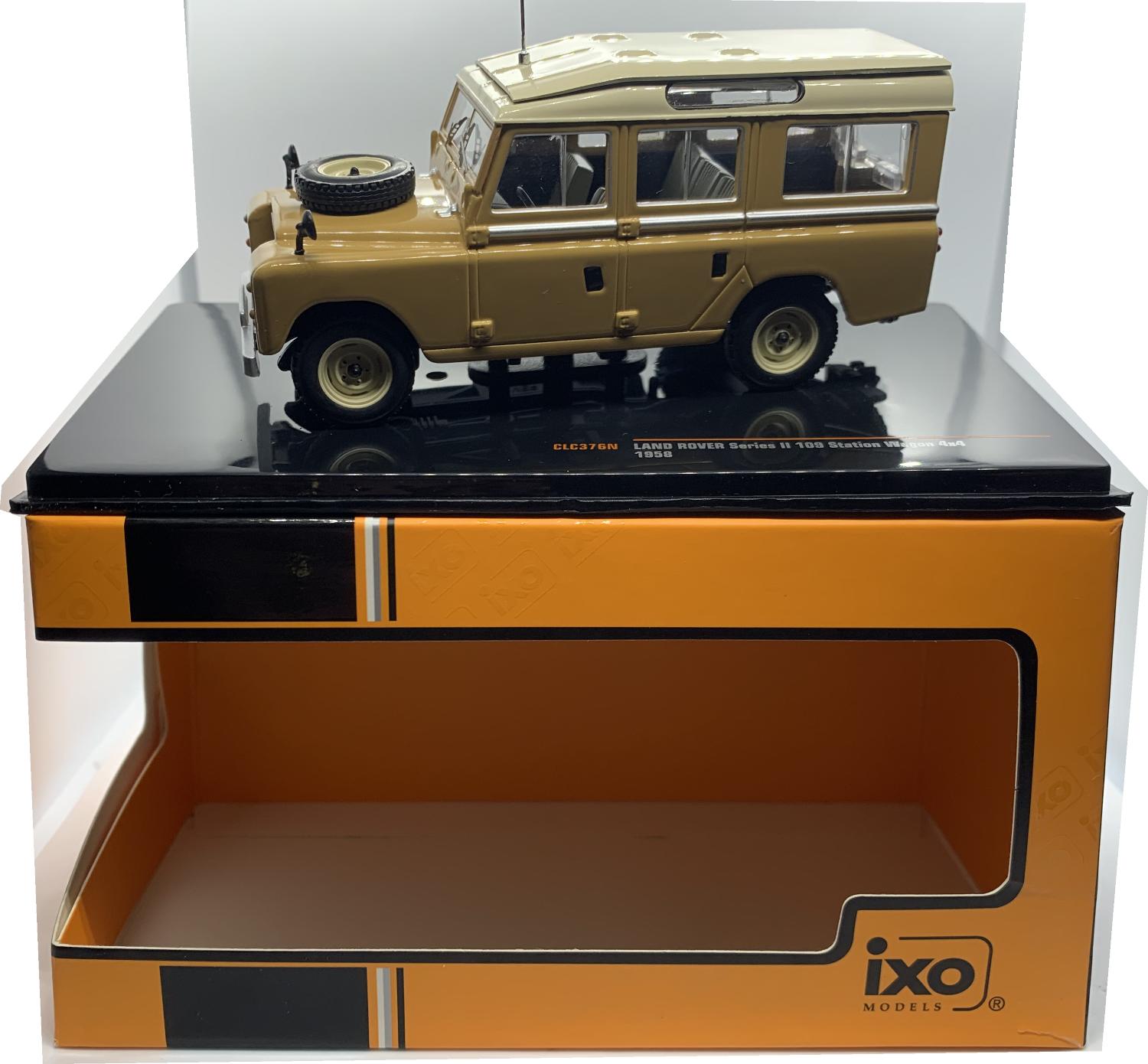 The Land Rover  late Series 2A/3 109 Station Wagon is decorated in beige, cream roof with side windows and cream wheels.