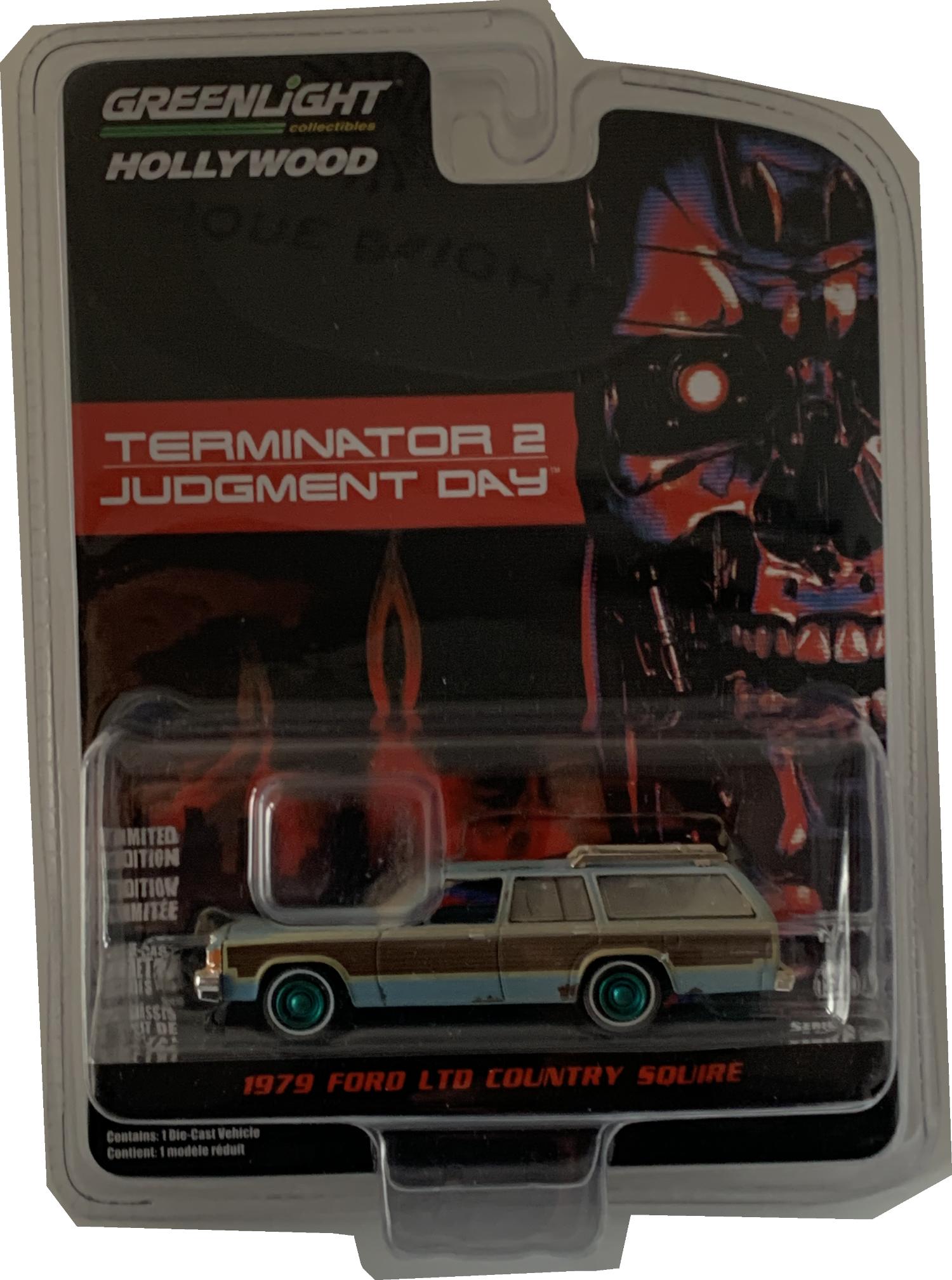 Terminator 2 Judgment Day 1979 Ford Ltd Country Squire 1:64 scale model from Greenlight, limited edition model, with GREEN WHEELS