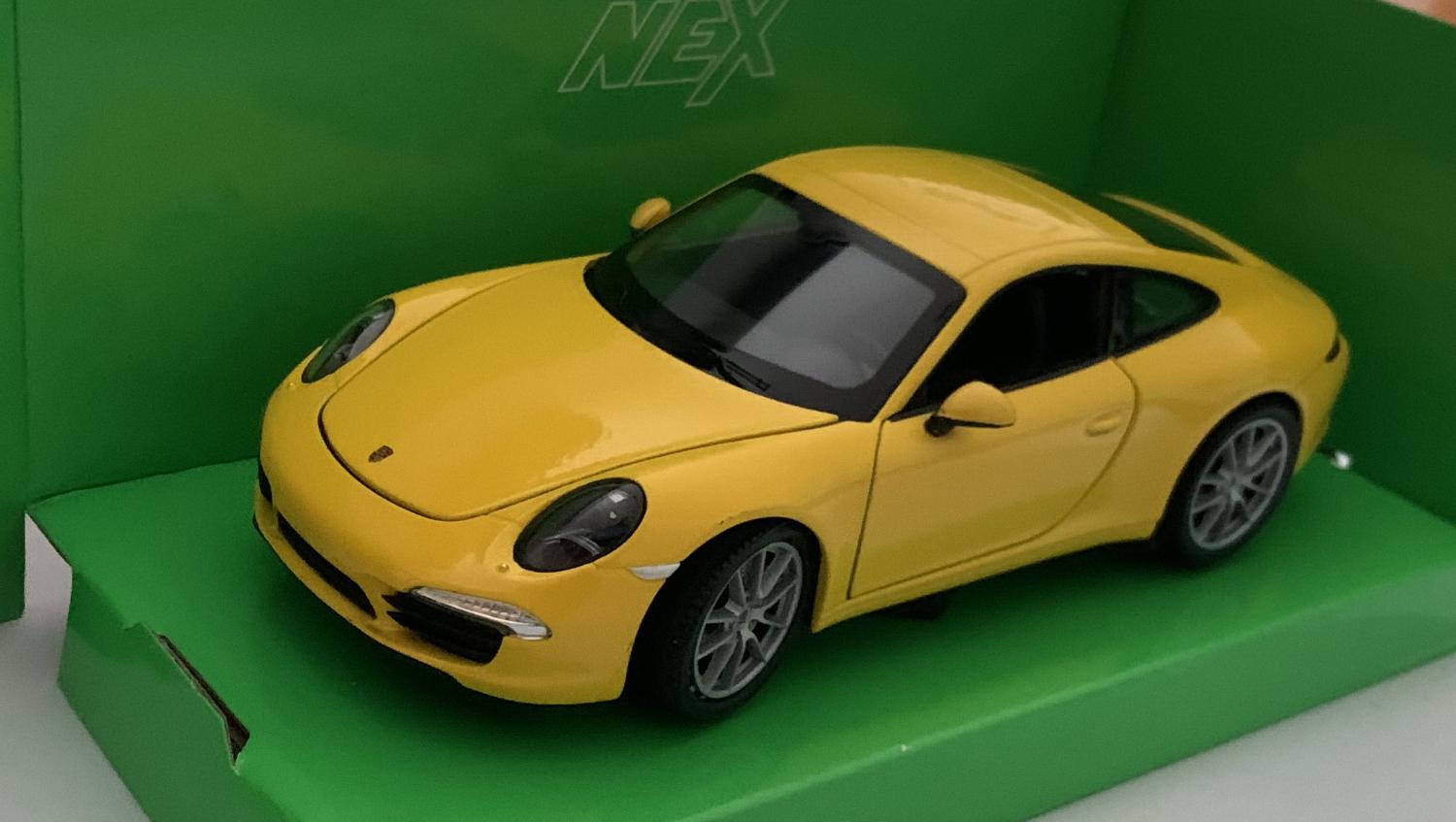 Porsche 911 Carrera S in yellow 1:24 scale diecast model from Welly