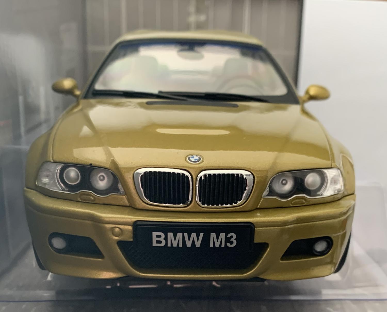 A very good representation of the BMW E46 Coupe M3 decorated in phoenix yellow with alloy wheels.