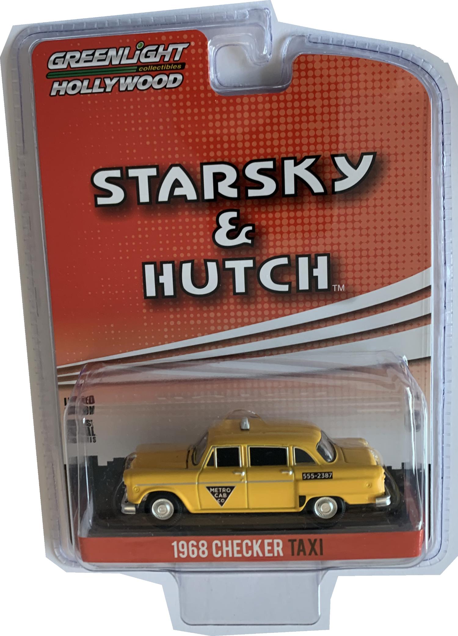 A good replica of the Checker Taxi from the classic television series Starsky & Hutch decorated in yellow with authentic graphics