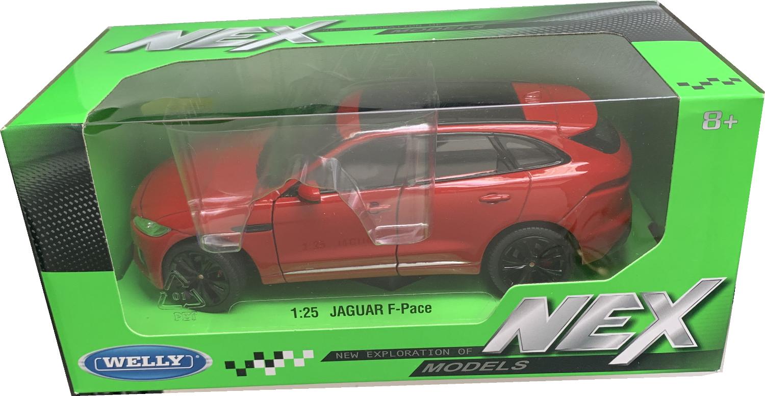 he Jaguar badge also extends to the wheel hubs. The model is mounted on a removable plinth and presented in a window display box, the car is approx. 18.5 cm long and the presentation box is 23 cm long