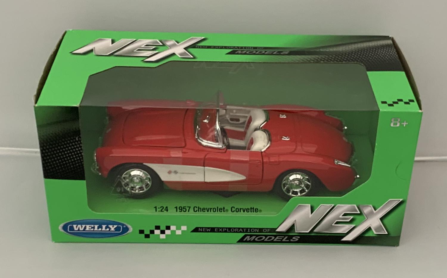 Chevrolet Corvette Convertible, Model is mounted on a removable plinth and presented in a window display box.  The car is approx. 18 cm long and the presentation box is 24 cm long