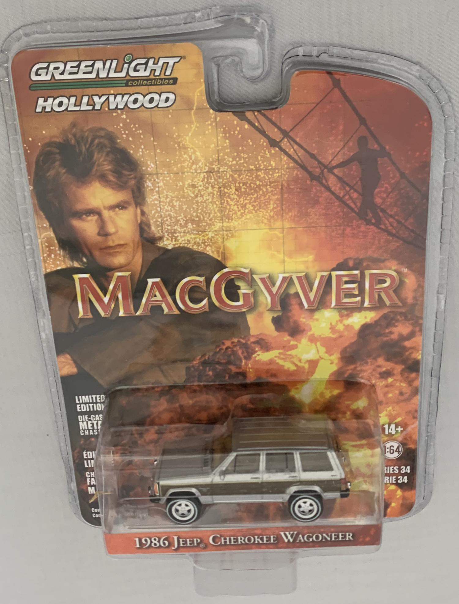 From the TV series 'MacGyver' 1986 Jeep Cherokee Wagoneer in silver 1:64 scale model from Greenlight, limited edition