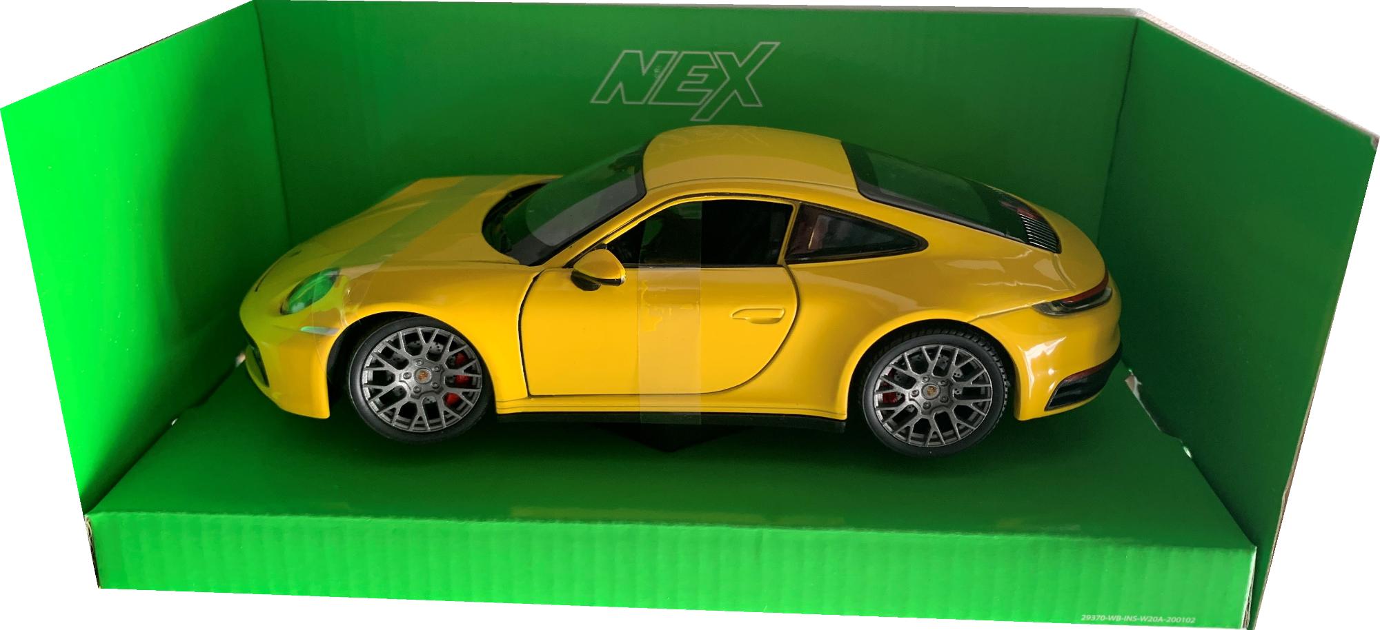 Porsche 911 Carrera 4S in yellow 1:24 scale model from Welly