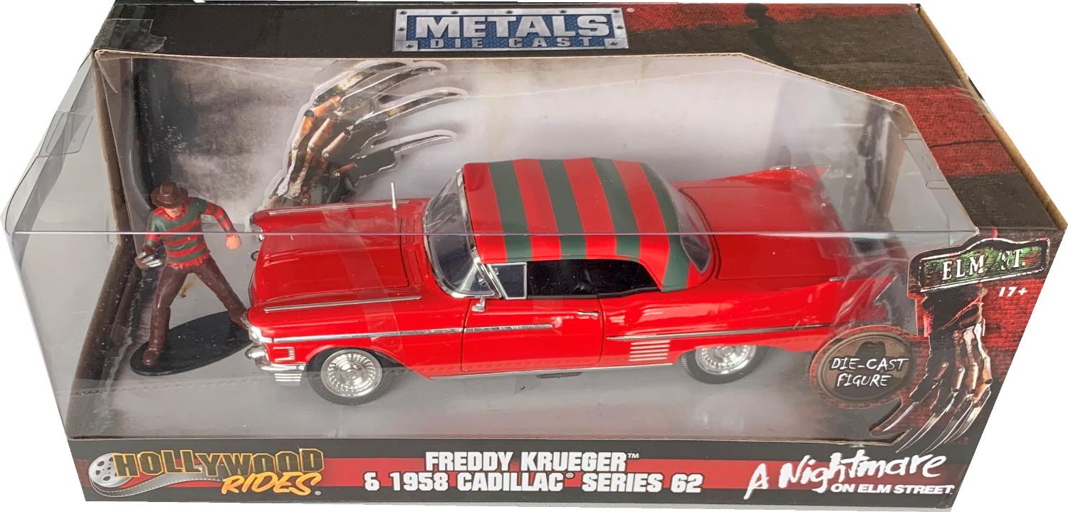 A Nightmare on Elm Street 1958 Cadillac Series 62 with Freddy Krueger figure from Jada