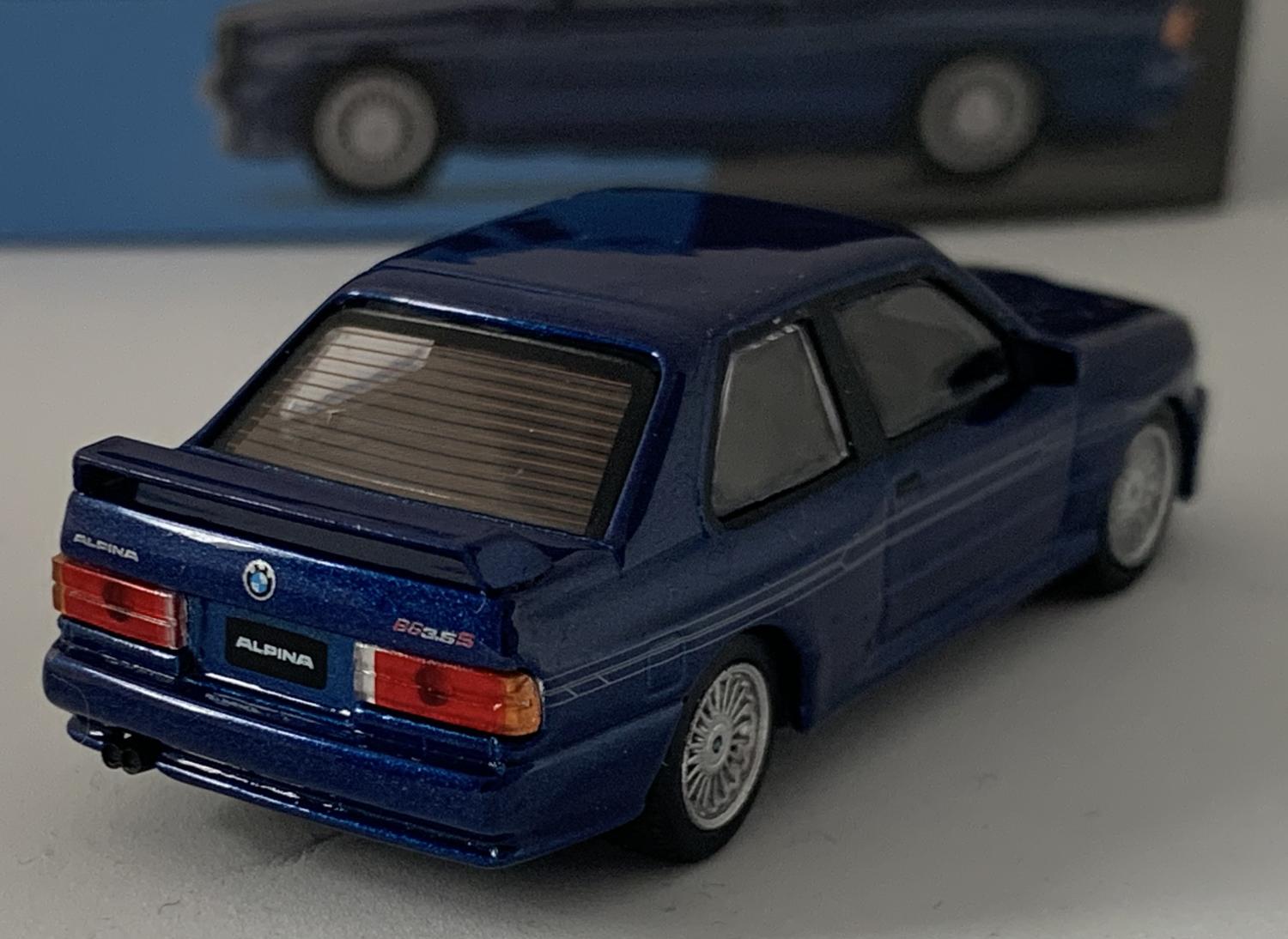 BMW M3 (E30) Alpina B6 3.5S in alpina blue 1:64 scale model from Mini GT, RHD