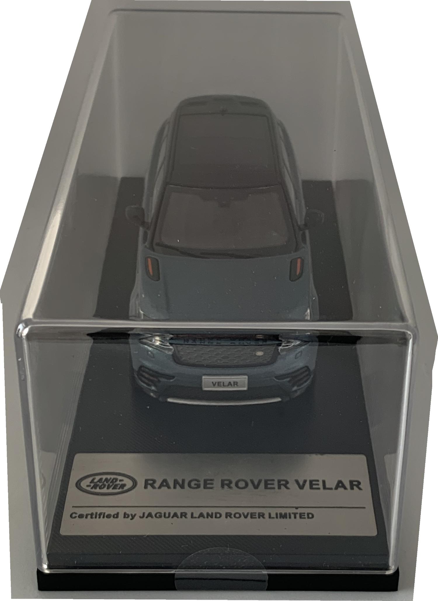 A very high quality accurate representation of the Land Rover Range Rover Evoque First Edition decorated in metallic blue with black panoramic roof, rear top spoiler with dark grey and silver wheels.