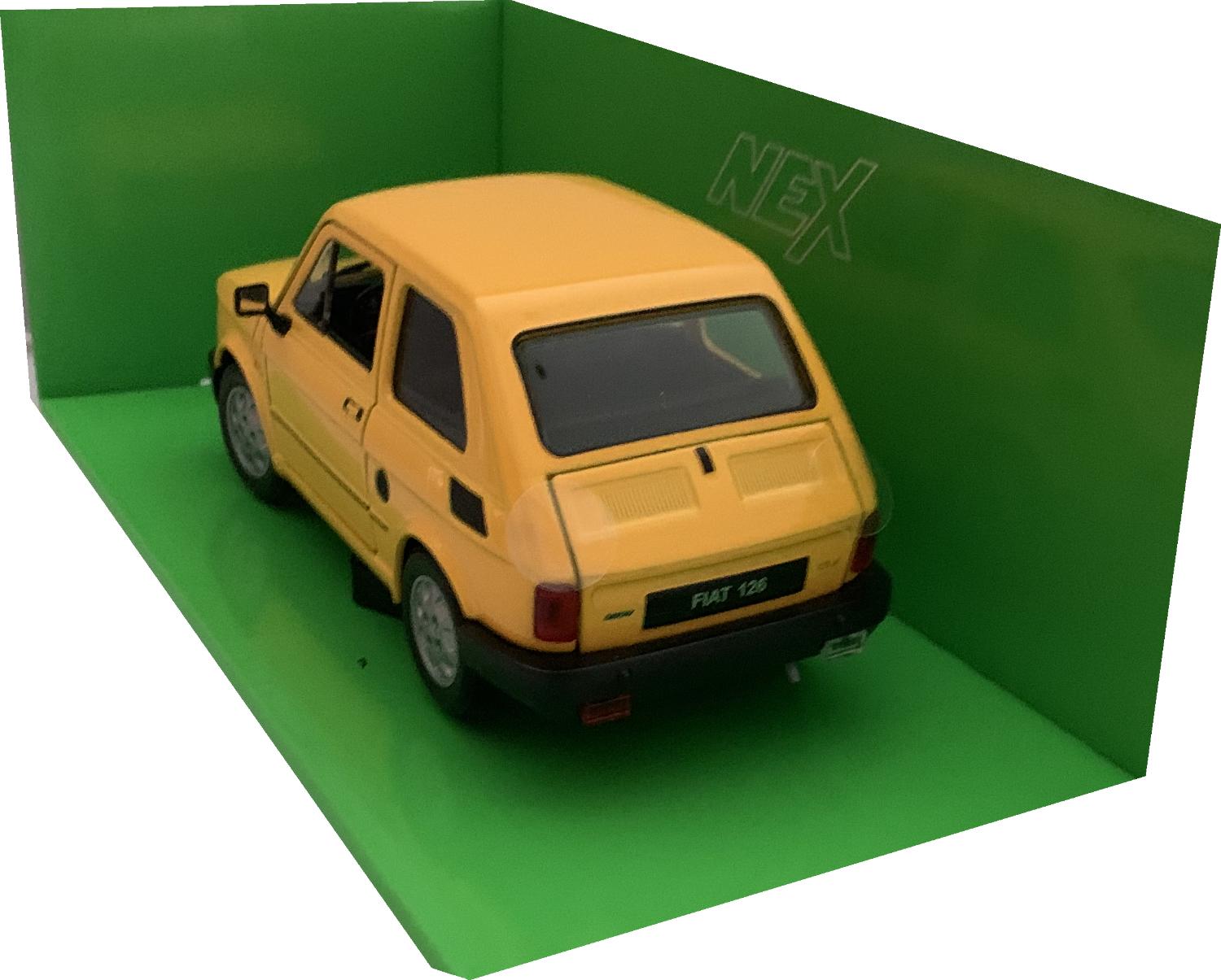Fiat 126 in yellow 1:24 scale diecast model from Welly / NEX