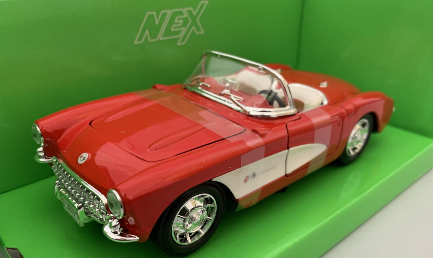 Chevrolet Corvette Convertible 1957 in red 1:24 scale model from Welly, WEL29393R