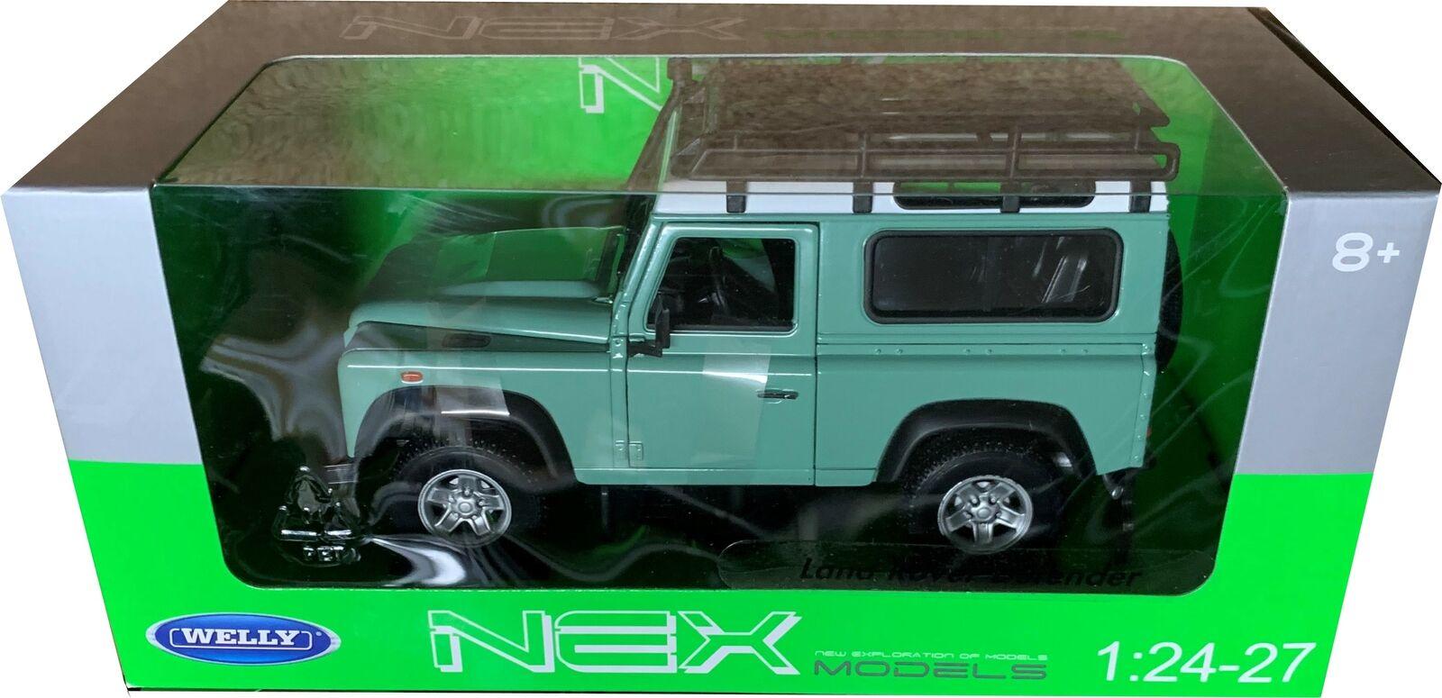 Land Rover Defender in light green with roof rack & snorkel 1:24-27 Welly model