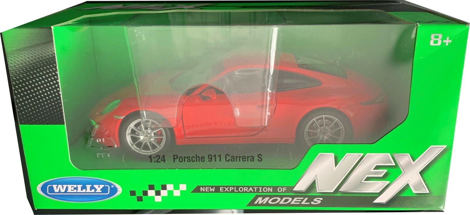 Porsche 911 Carrera S in red 1:24 scale diecast model from Welly