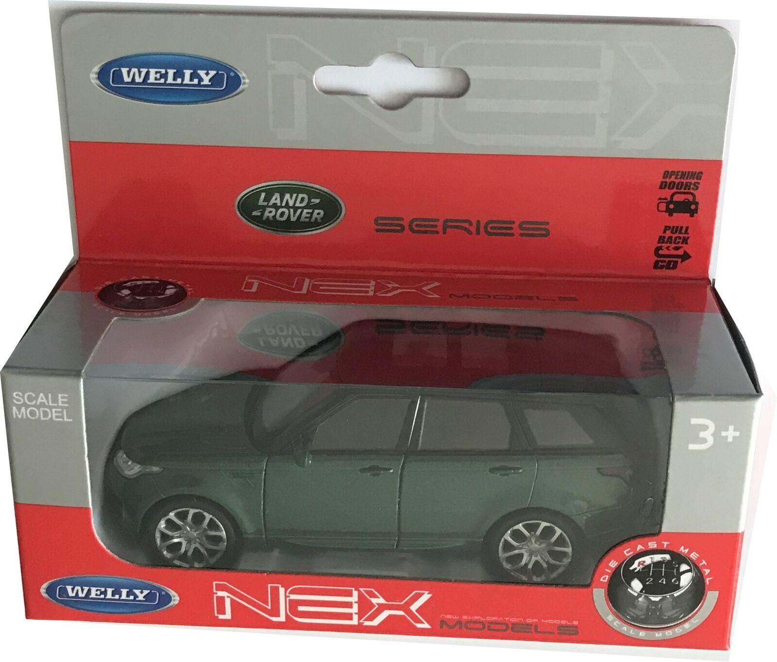 Range Rover Sport, metallic green with black roof, 1:34-1:39 scale model, welly