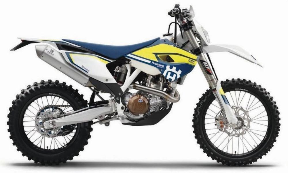 Husqvarna FE 501 in white / blue / yellow 1:12 scale model from Maisto