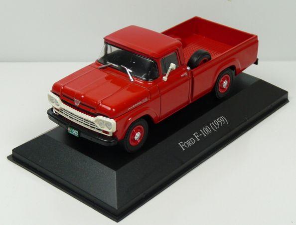 Ford F-100 pickup 1959 in red 1:43 scale model, cars of the 50s collections