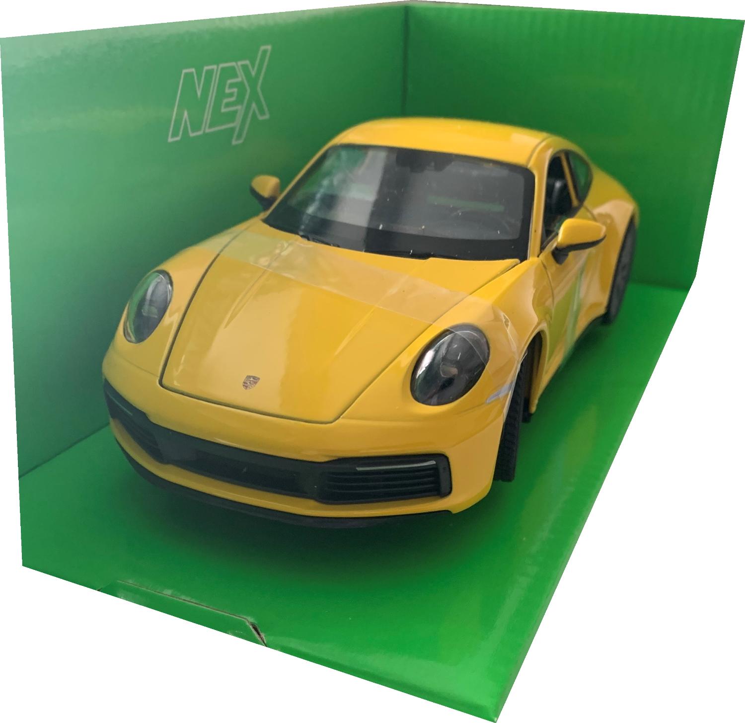Porsche 911 Carrera 4S in yellow 1:24 scale model from Welly