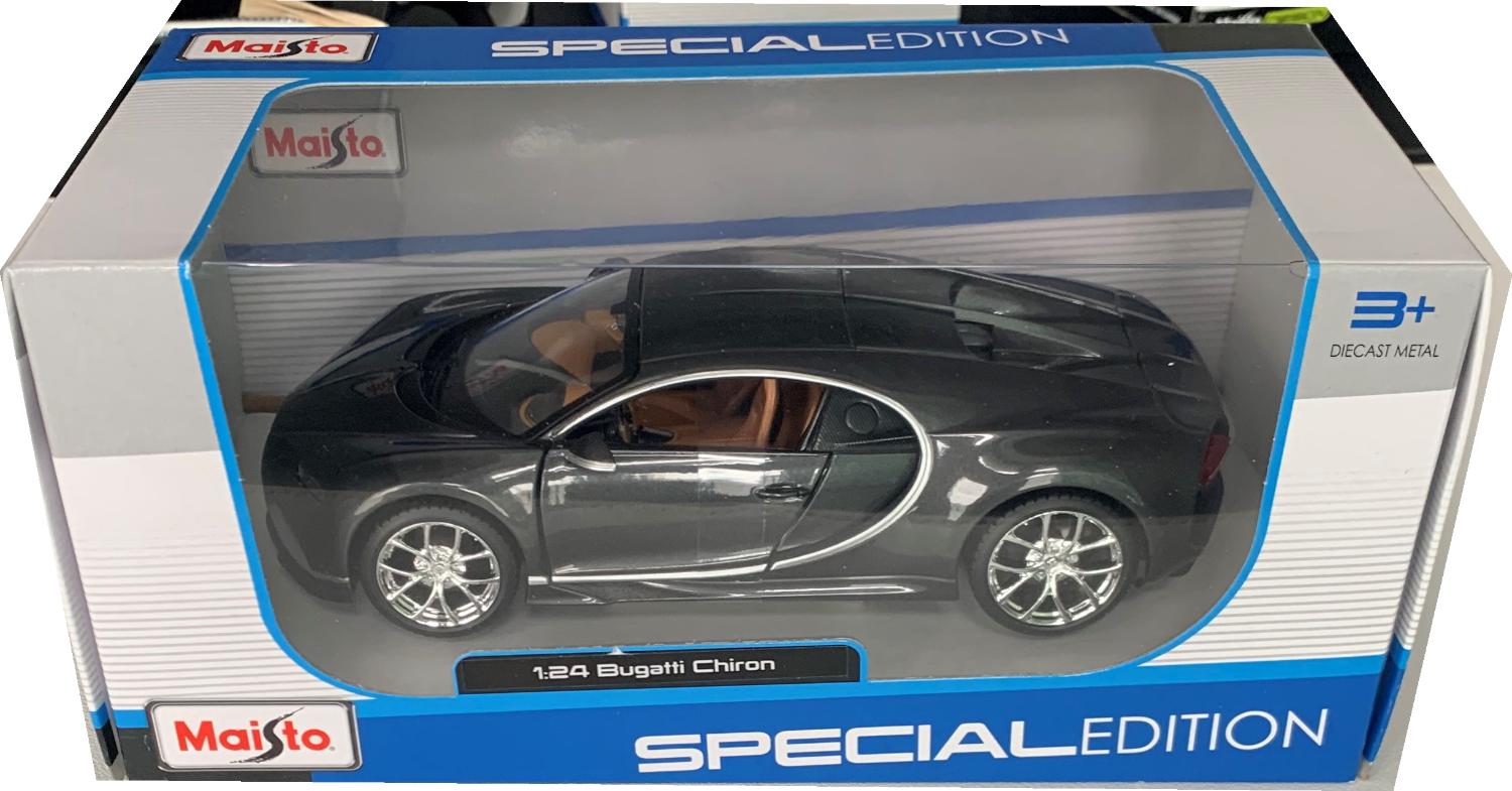 Bugatti Chiron in metallic grey 1:24 scale model from Maisto