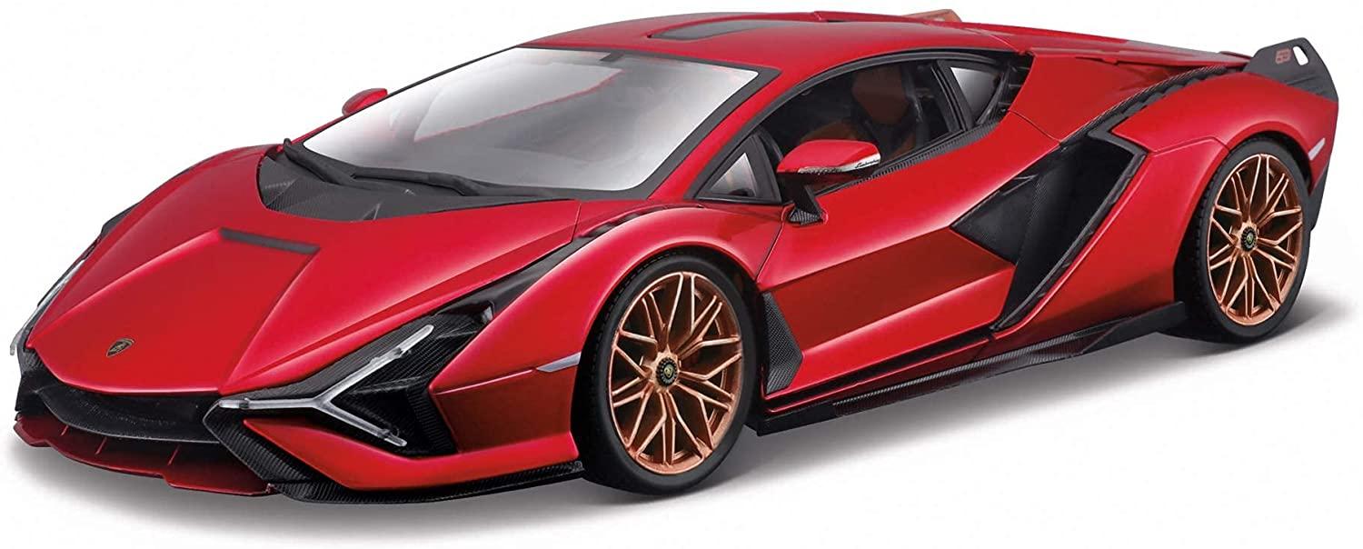 Lamborghini Sian FKP 37 2019 in metallic red 1:18 scale model from Bburago