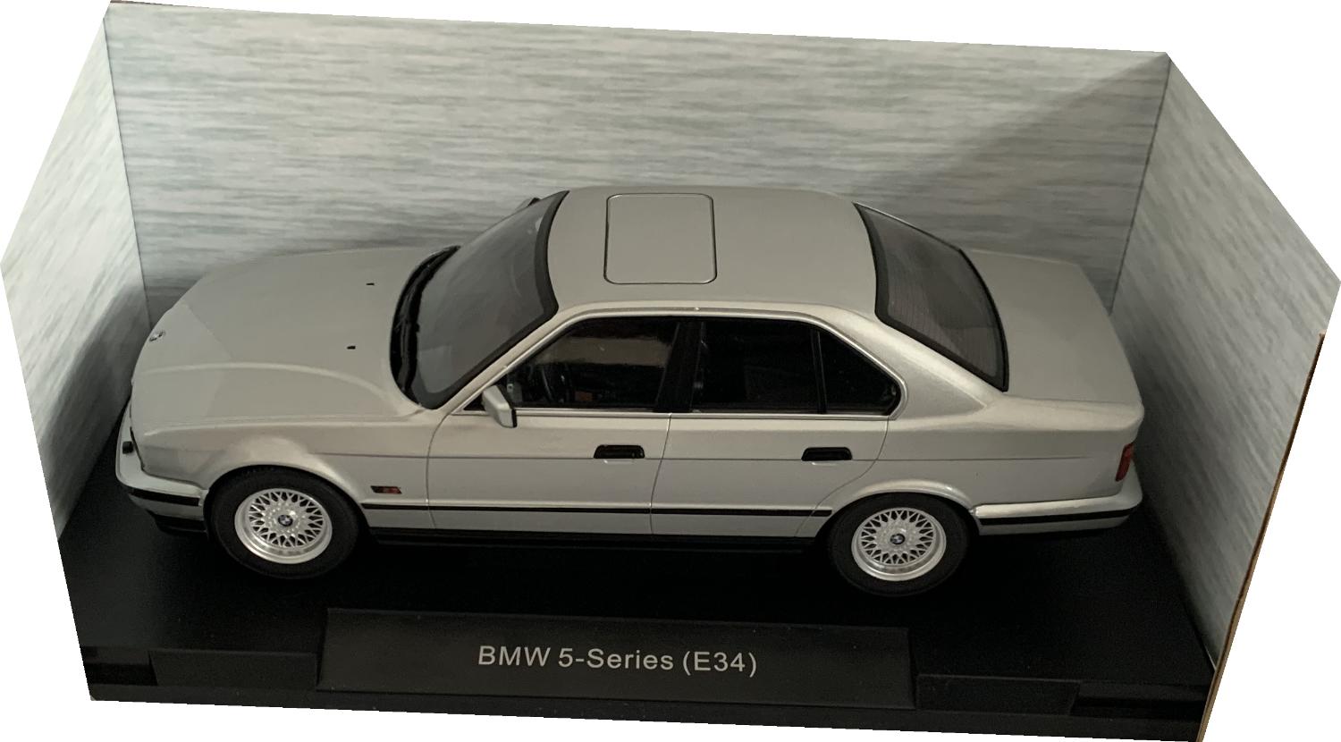 BMW 5 Series (E34) 1982 in silver 1:18 scale model from Model Car Group