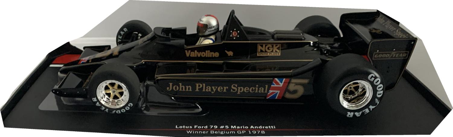 Lotus Ford 79 #5 John Player Team, Mario Andretti Winner Belgium F1 GP 1978, 1:18 scale model from Model Car Group