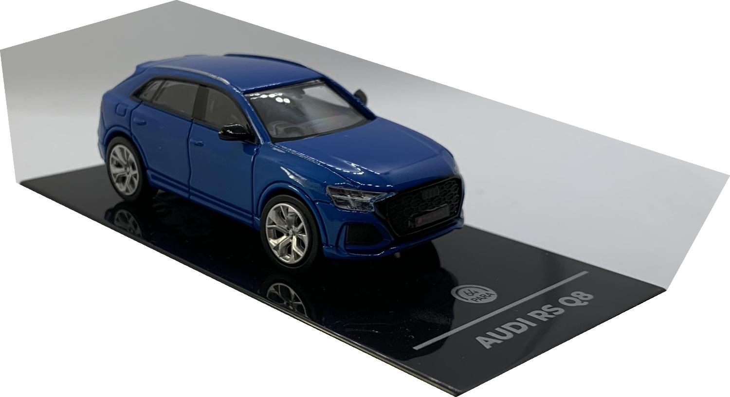 Audi RS Q8 in turbo blue 1:64 scale model from Paragon Models