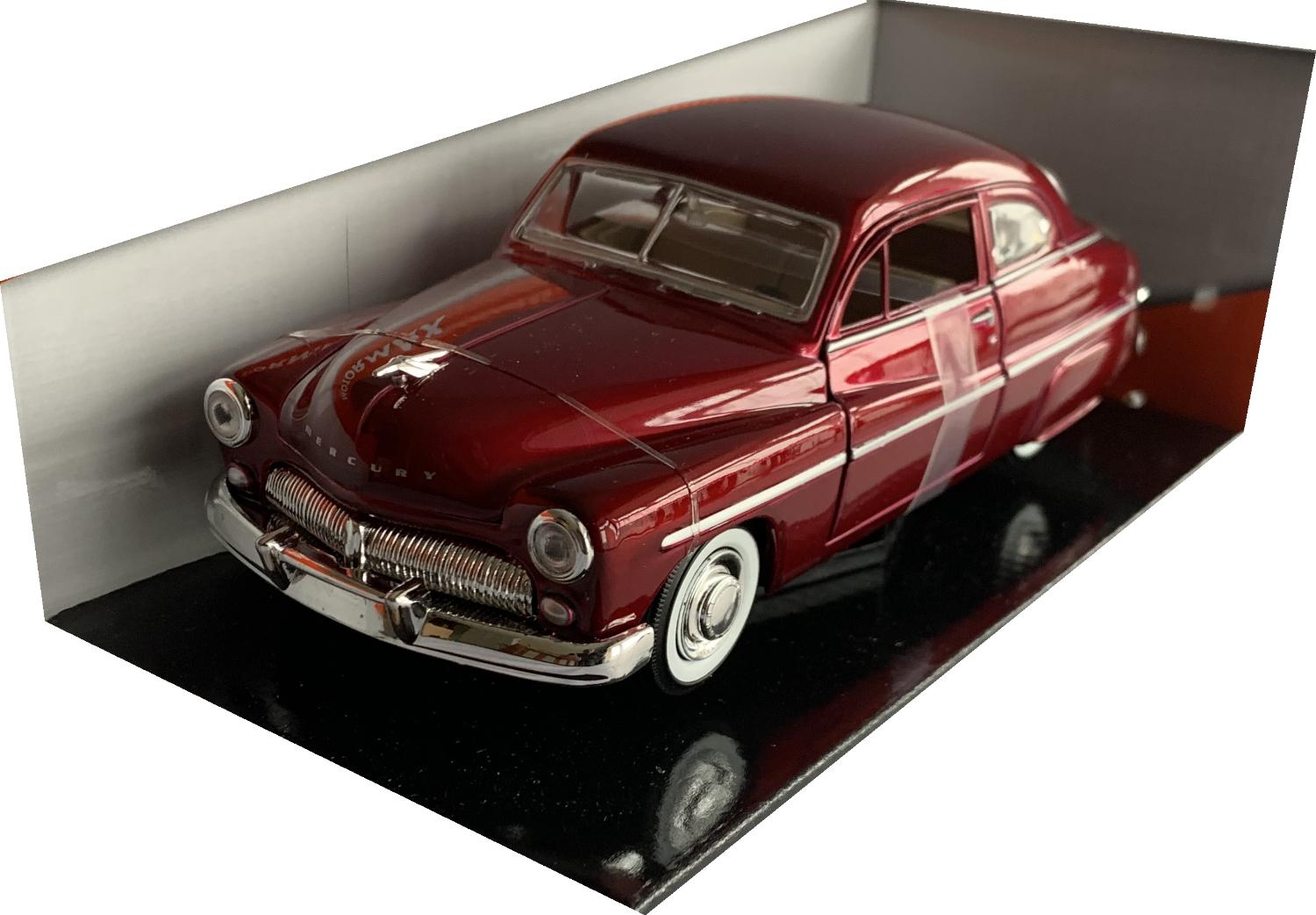 Mercury Coupe 1949 in metallic red 1:24 scale model from Motormax