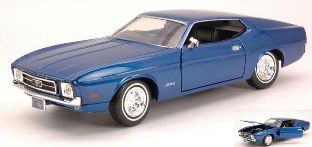 Ford Mustang Sportsroof 1971 in metallic blue 1:24 scale model from motormax