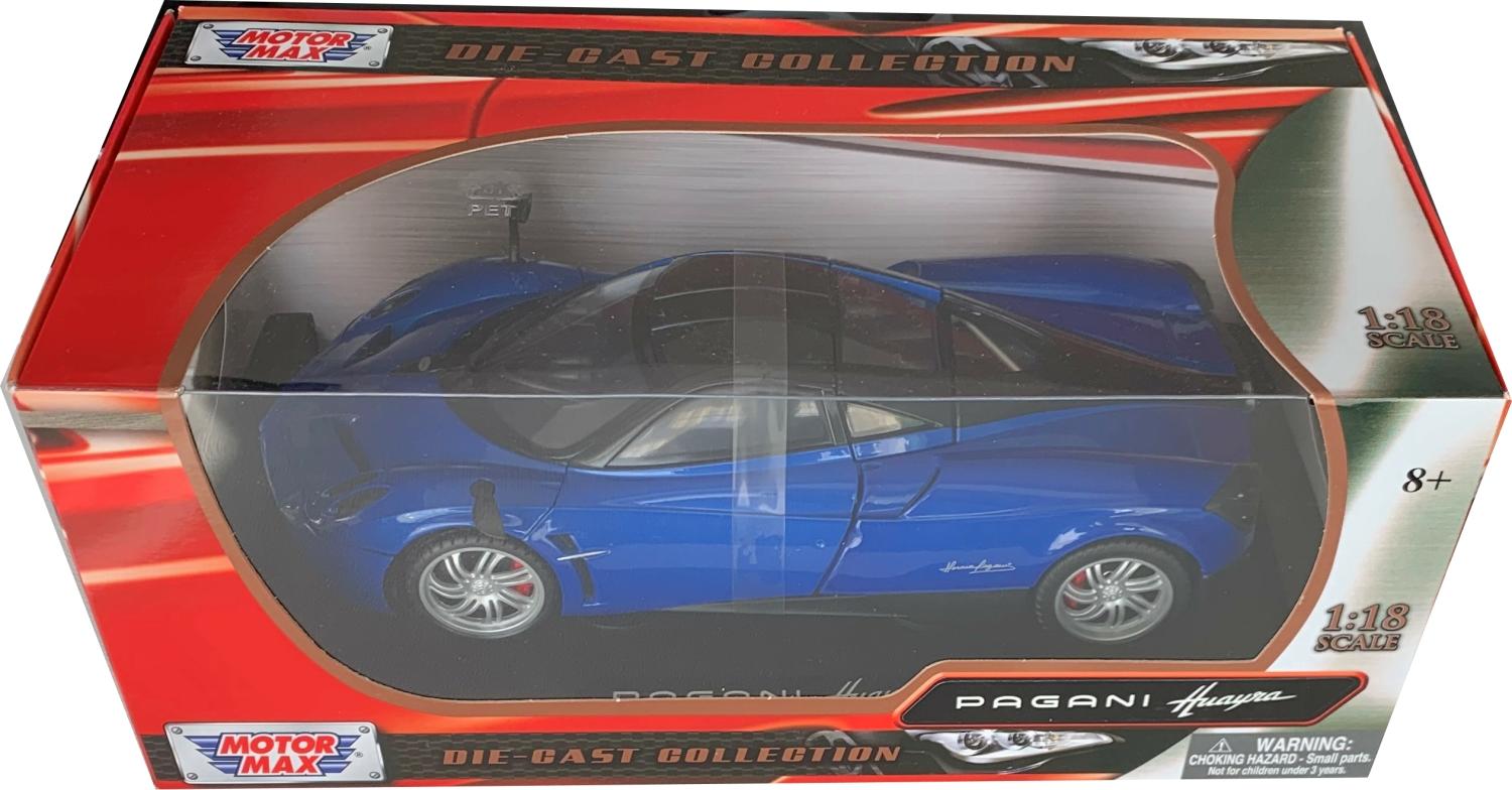 Pagani Huayra in blue 1:18 scale diecast model supercar from Motormax, 79160B