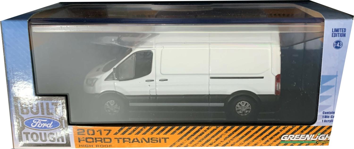 ForFord Transit Extended Van High Roof 2017 in oxford white 1:43 scale model from Greenlight  limited edition model