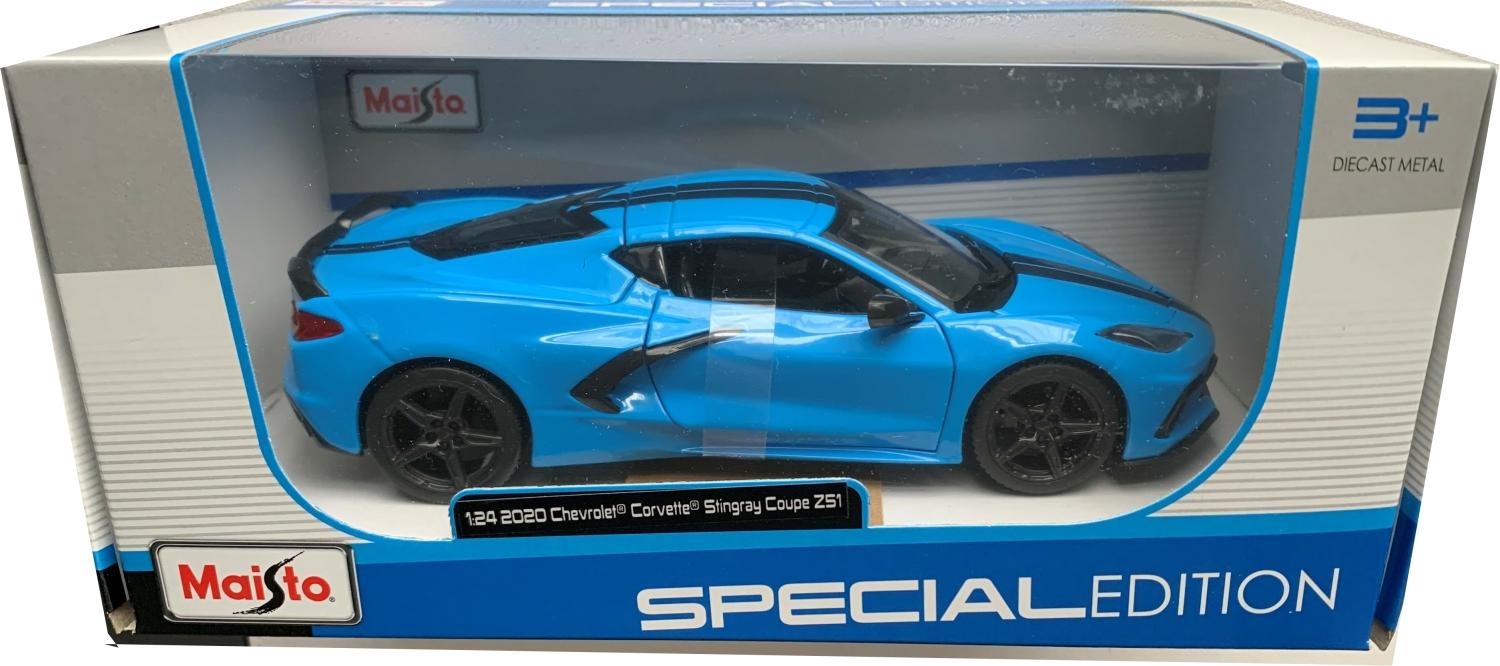 A good reproduction of the Chevrolet Corvette Stingray Z51 with detail throughout, all authentically recreated.  The model is mounted on a removable plinth and presented in a window display box, the car is approx. 19 cm long and the presentation box is 23 cm long