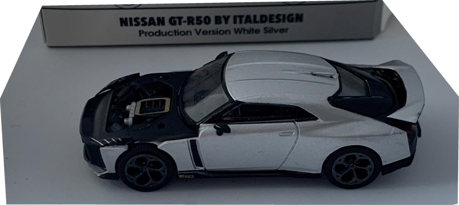 Nissan GT-R50 by Italdesign 2021 in white silver 1:64 scale model from ERA Car