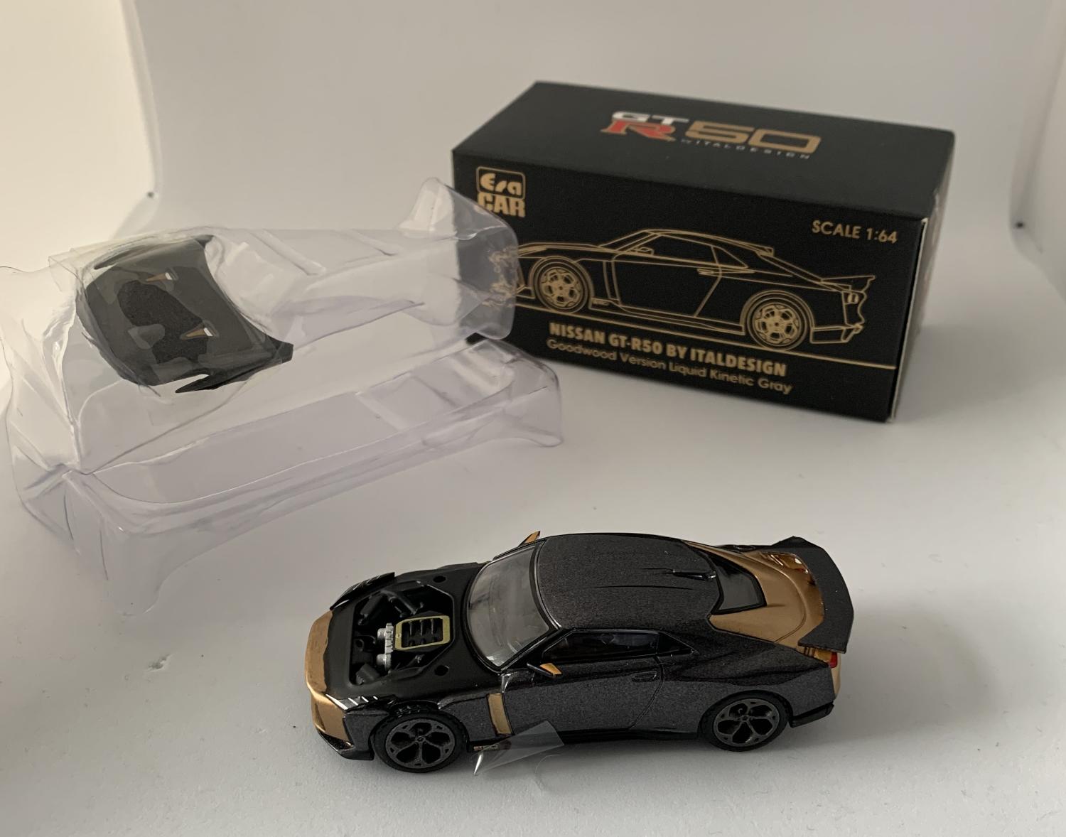 Nissan GT-R50 by Italdesign 2021 Goodwood Version in Liquid Kinetic Gray 1:64 scale model from ERA Car