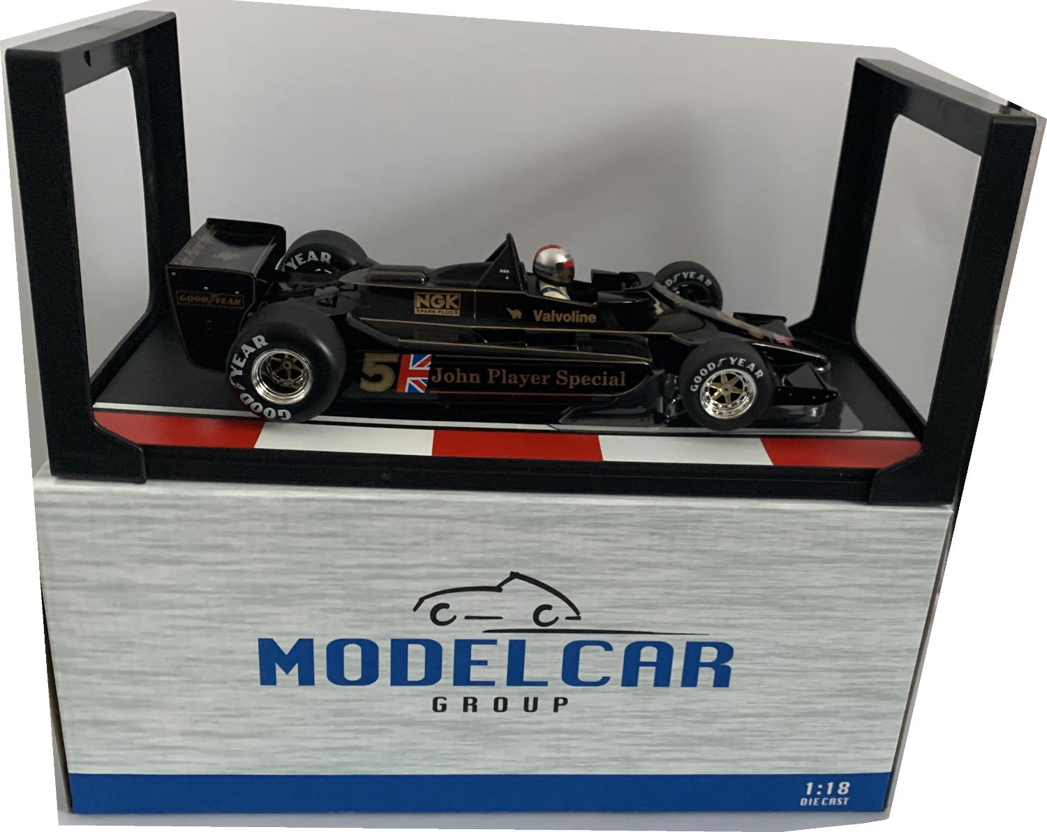 An excellent scale model of the Lotus Ford 79 with high level of detail throughout, all authentically recreated. Model is presented on a removable plinth and presented in a window display box.     The car is approx. 24.5 cm long and the presentation box is 31 cm long