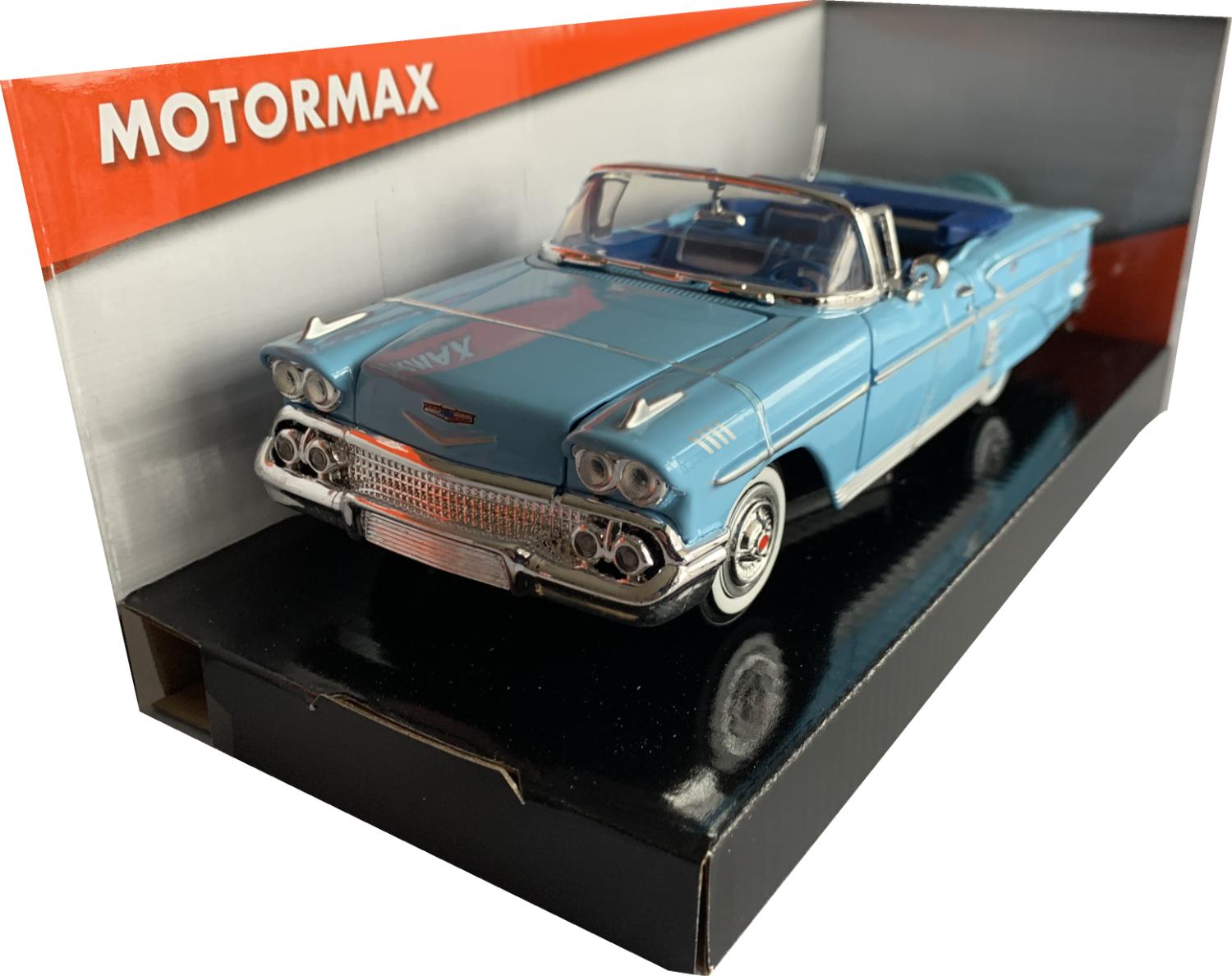 Chevrolet Impala Convertible 1958 in light blue 1:24 scale model from Motormax