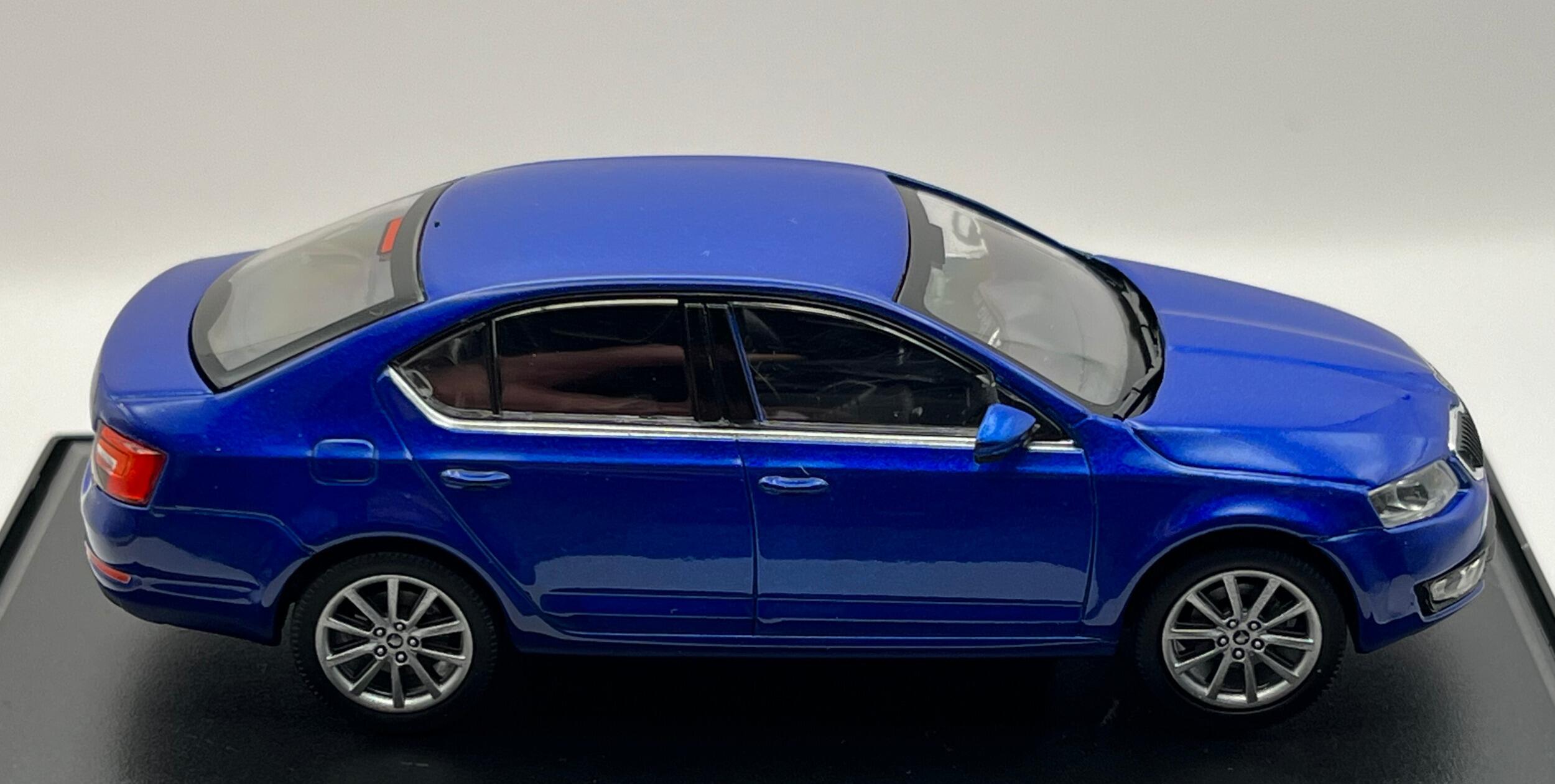 Skoda Octavia 3 in metallic blue race 2012, 143 scale diecast car