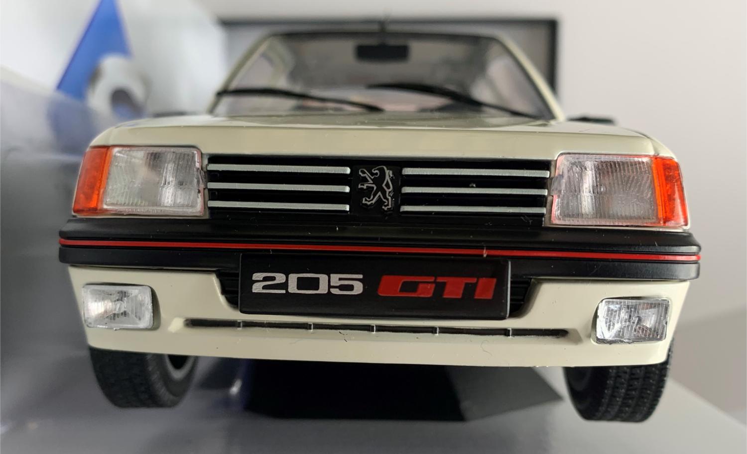 Peugeot 205 GTI 1.9L mk 1 1988 in white 1:18 scale model from Solido