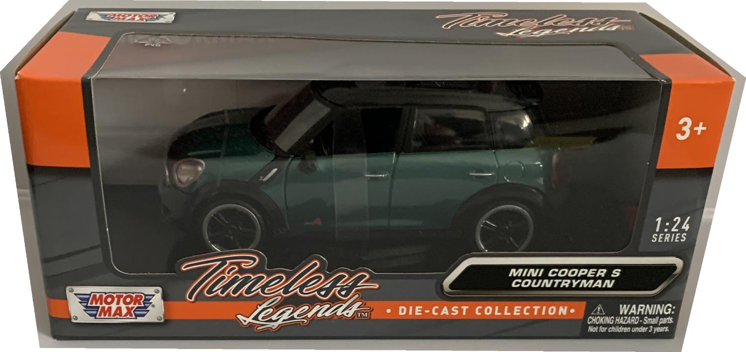 Mini Cooper S Countryman in green with black roof 1:24 scale model from Motormax