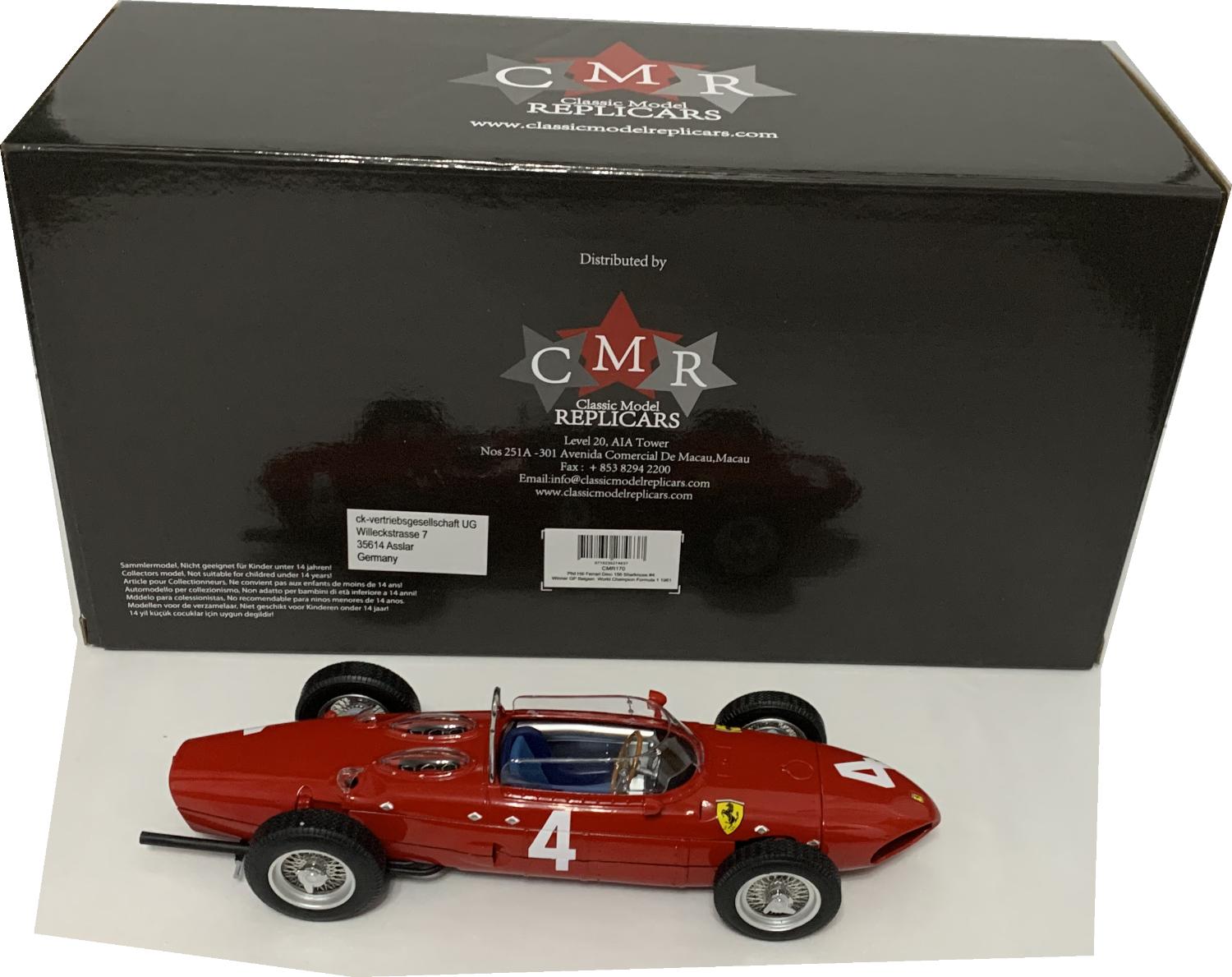 A very high quality accurate representation of the Ferrari Dino 156 Sharknose #4 from the 1961 Monaco F1 GP as driven by the winner Phil Hill for the Ferrari team.
